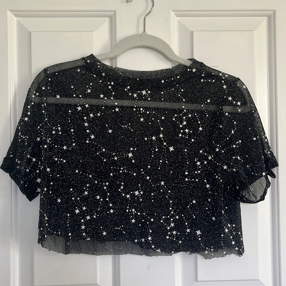sheer starry crop top